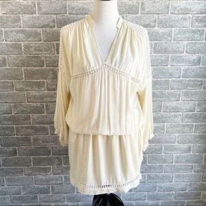 Magali Pascal Ivory Cream Embroidered Floral Dress